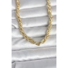 CM 14K Gold Renk Kalın Burgu Zincirli Model 60 cm Kadın Kolye 5886