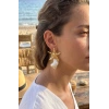 Doğal Deniz Kabuğu ve Gold Renk Yıldız Model Kadın Küpe 5886