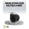 Halı ve Beton Uyumlu Kilitsiz Mobilya Tekerleği 4’lü