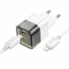 HOCO C131A Platinum PD30W+QC3.0 Girişli Hızlı Şarj Başlığı Ve Type-C To iPhone Lightning Kablo-(5775)