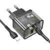 HOCO N34 PD20W USB+Type-C + iPhone Lightning Kablo Hızlı Şarj Adaptör Seti-(5775)