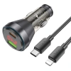 HOCO NZ12B Unimpeded PD48W USB + Type-C Araç Çakmaklı Hızlı Şarj Aleti + Type-C to iPhone Kablo-(5775)