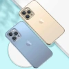 iPhone 13 Pro Max Renkli Kenar Şeffaf Kılıf Kamera Korumalı Silikon Kılıf-(5775)