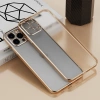 iPhone 13 Pro Renkli Kenar Şeffaf Kılıf Kamera Korumalı Silikon Kılıf-(5775)