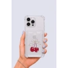 iPhone 16 Pro Max Kartlıklı Kiraz Desenli Kılıf