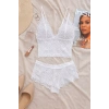 Kadın Beyaz Dantel Bralet Şort Takımı – Romantik ve Zarif İç Giyim