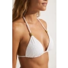 Kadın Beyaz Pedli Üçgen Bikini Üstü Halter Bağlamalı Aksesuarlı