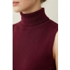 Kadın Bordo Kolsuz Balıkçı Yaka Basic Bluz