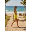 Kadın Fosforlu Şortlu Belden ve Boyundan Bağlamalı Bikini Takımı
