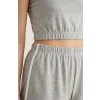 Kadın Gri Askılı Crop Top ve Şortlu Gecelik Takım