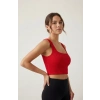 Kadın Kırmızı Kalın Askılı Crop Top Büstiyer – Modern ve Şık Tasarım