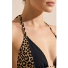 Kadın Leopar Desenli ve Bordo Minimal Kesim Üçgen Bikini Üstü – Modern ve Şık Tasarım