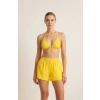 Kadın Sarı Şortlu Belden ve Boyundan Bağlamalı Bikini Takımı – Modern, Konforlu ve Günlük Kombinlere Uygun