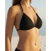 Kadın Siyah Pedli Üçgen Bikini Üstü Halter Bağlamalı Aksesuarlı