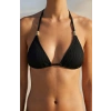 Kadın Siyah Pedli Üçgen Bikini Üstü Halter Bağlamalı Aksesuarlı