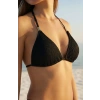 Kadın Siyah Pedli Üçgen Bikini Üstü Halter Bağlamalı Aksesuarlı