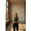 Kadın Yeşil Kare Yaka Crop Top Bluz – Şık, Rahat ve Kolay Kombinlenebilir