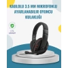Kırmızı Kulaklık Stereo Mikrofonlu Dayanıklı Örgü Kablolu
