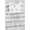 Kutup Yıldızı Model Gold Renk Pirinç Sallantılı Kadın Küpe 5886