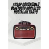 Nostalji Radyo Bluetooth Hoparlör USB-SD Kart Giriş Led Fener Işıklı Bataryalı Pilli