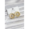 Papatya Model Zirkon Taşlı Pirinç Gold Renk Kadın Küpe 5886