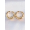 Pirinç Gold Renk Asimetrik Kıvrım Küpe 5886