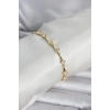 Pirinç Gold Renk Damla Model Zirkon Taşlı Kadın Bileklik 5886