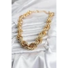 Pirinç Gold Renk Sarmal Halat Model Kadın Kolye 5886