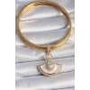 Pirinç Gold Renk Zirkon Taş Detaylı Beyaz Mineli Ajda Charm 5886