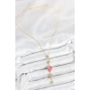 Pirinç Zincir Pembe Gold Renk Zirkon Taşlı Y Kolye 5886