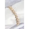 Pirinç Zirkon Taşlı Daire Baget Model Gold Renk VIP Seri Kadın Bileklik 5886