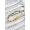 Pirinç Zirkon Taşlı Kemik Model Gold Renk Vip Kadın Bileklik 5886