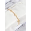 Pirinç Zirkon Taşlı Sıralı Kalp Model Gold Renk Kadın Bileklik 5886