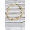 Pirinç Zirkon Taşlı ve Mineli Yonca Model Gold Renk Kadın Bileklik 5886