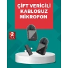 Profesyonel Ses Kayıtları İçin 2’li Kablosuz Yaka Mikrofon Seti