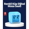 Renk Değiştiren LED Alarmlı Dijital Küp Masa Saati