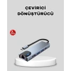 Type-C Çoklu Dönüştürücü – Alüminyum Gövde Hızlı Veri Aktarımı ve Şarj Desteği