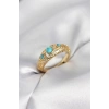 Vintage Model Mavi Taşlı Gold Renk Kadın Yüzük 5886