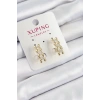 Xuping Zirkon Taşlı Sıralı Damla Model Gold Renk Kadın Küpe 5886