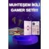 Yeni Nesil Pembe Dokunmatik Ekran Akıllı Saat ve Oyuncu Kulaklığı Kablosuz Bluetooth Kulaklık