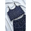 Yıldız Desenli Lacivert Şortlu Pijama Takımı