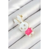 Zirkon Taş Detaylı Beyaz Ve Pembe 3D Tavşan Figürlü Kadın Broş 5886