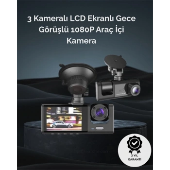 1. 3 Kameralı Full HD Araç Kamerası – Ön İç ve Arka Görüş ile %100 Kapsama