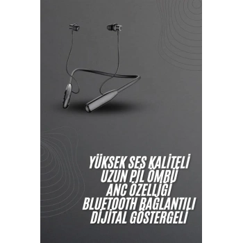 100 Saat Bluetooth Kulaklık Dijital Göstergeli ANC Özelliği Kablolu