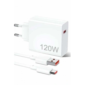 120W Şarj Aleti Hızlı Çift Turbo Şarj Aleti Seti Beyaz