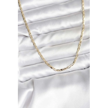 14K Gold Renk Kaplama Ezme Zincir Model CM Kadın Kolye 5886