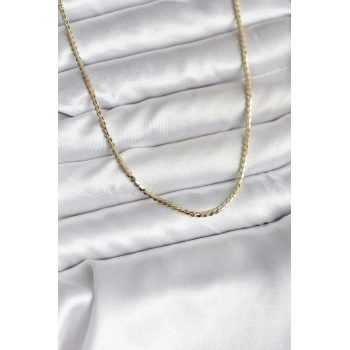 14K Gold Renk Kaplama Ezme Zincir Model CM Kadın Kolye 5886