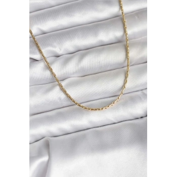 14K Gold Renk Kaplama İnce Zincir Model CM Kadın Kolye 5886