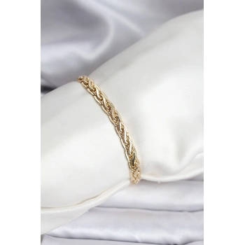 14K Gold Renk Kaplama Lazer Zincir Model CM Kadın Bileklik 5886