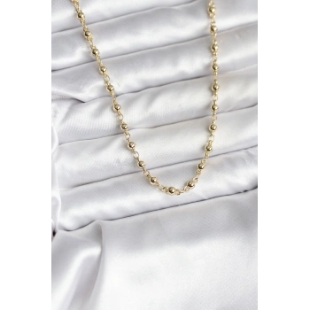 14K Gold Renk Kaplama Topçuklu Zincir Model CM Kadın Kolye 5886